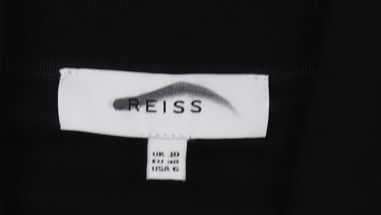 Reiss Women's Black Cotton Mid-Length Jacket UK 10