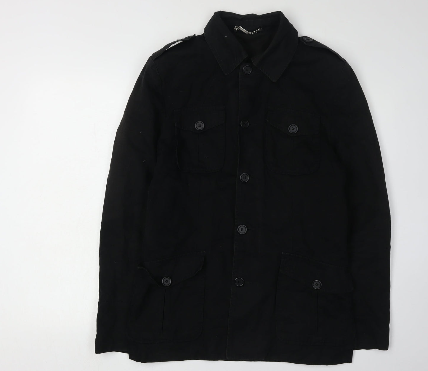 Mens UK Size S River Island Black Military Jacket