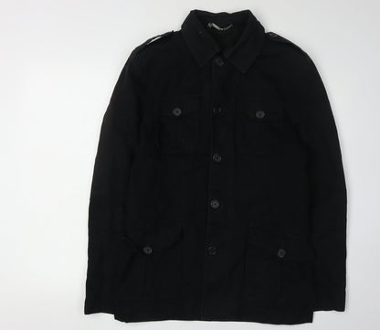 Mens UK Size S River Island Black Military Jacket