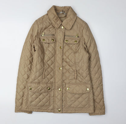 Womens UK Size 10 Red Herring Beige Quilted Coat