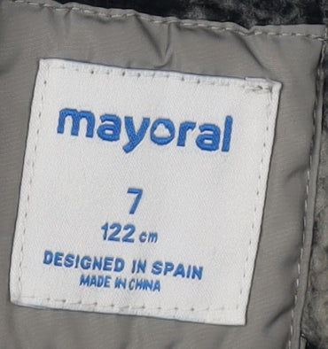 Mayoral Grey Boys Parka Jacket Hooded Winter 7 Years
