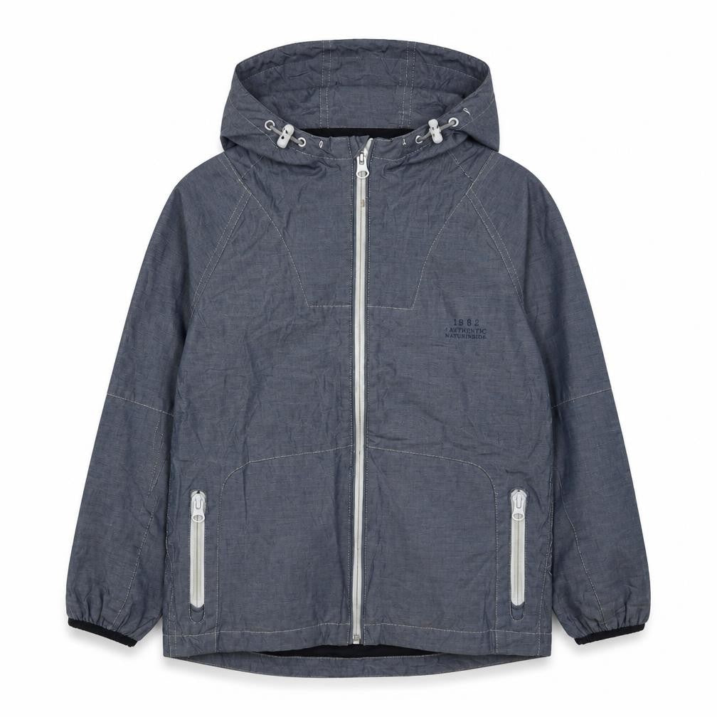 Front view of Next boys’ grey basic jacket 6 years zipped pockets