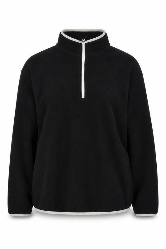 Front view of ASOS Black Fleece Sweatshirt, unisex, l, zip neck