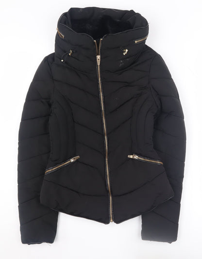 Womens UK Size XS Zara Black Puffer Jacket