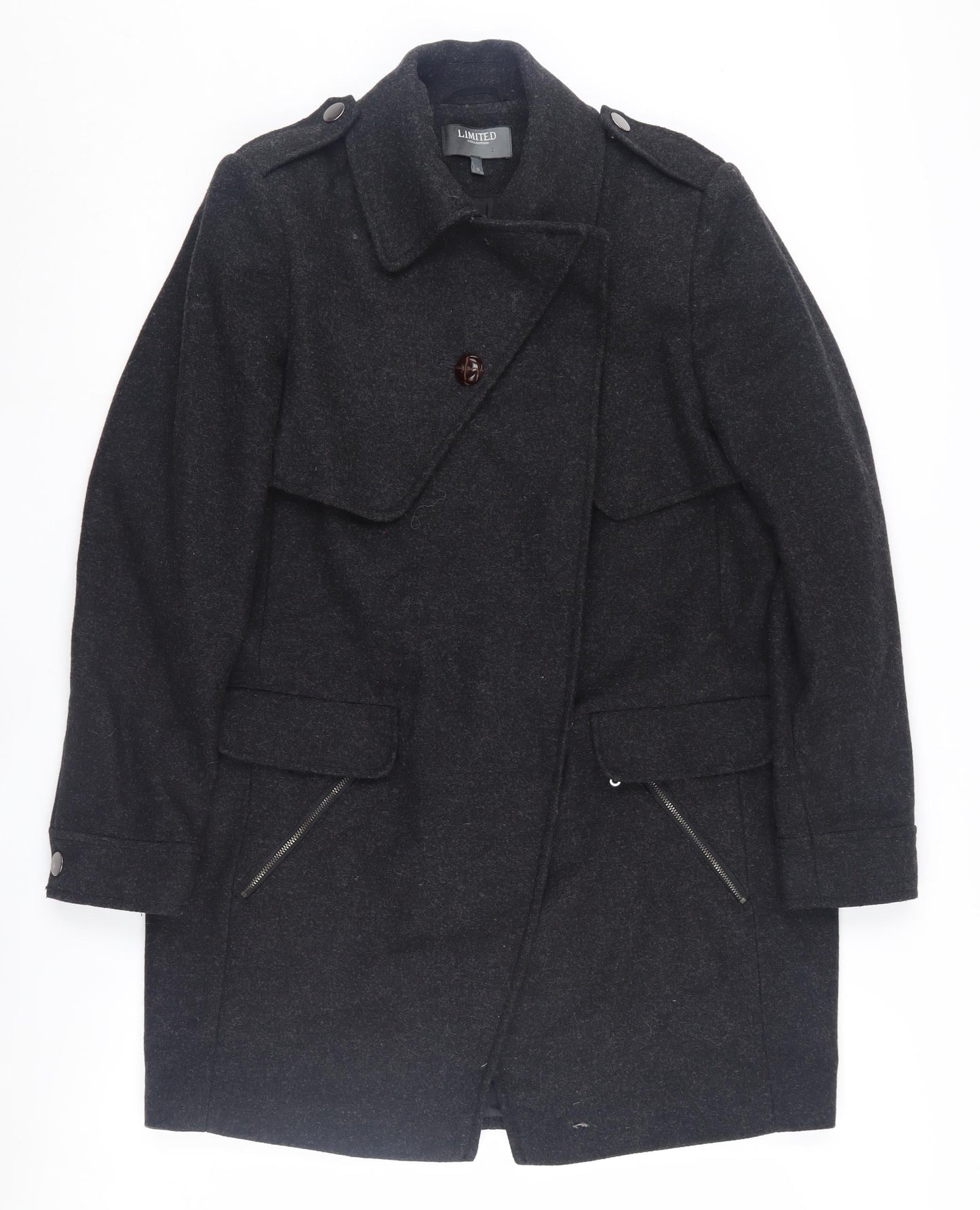 Womens UK Size 12 Marks and Spencer Black Overcoat