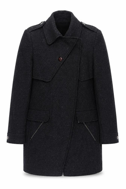 Marks & Spencer Women's Black Wool Overcoat Size 12
