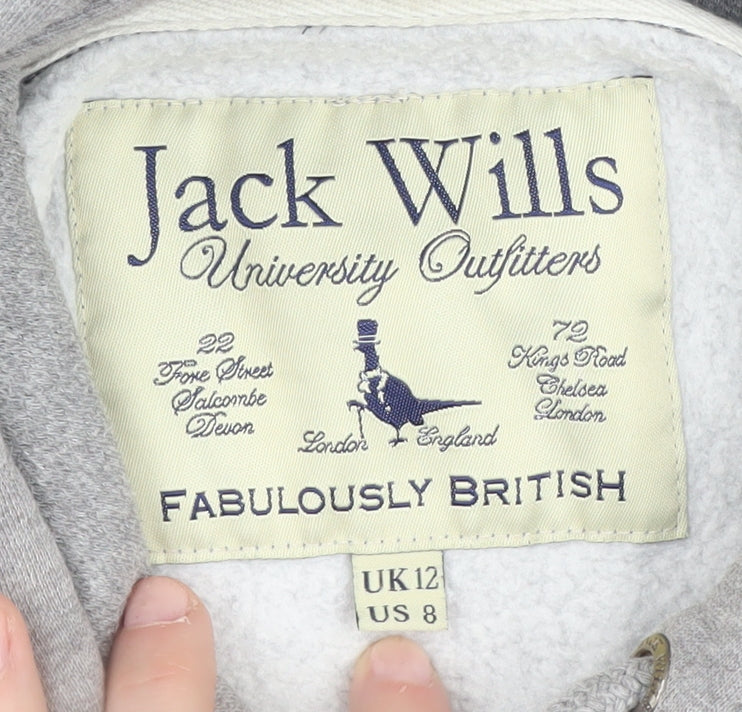 Womens UK Size 12 Jack Wills Grey Pullover Hoodie