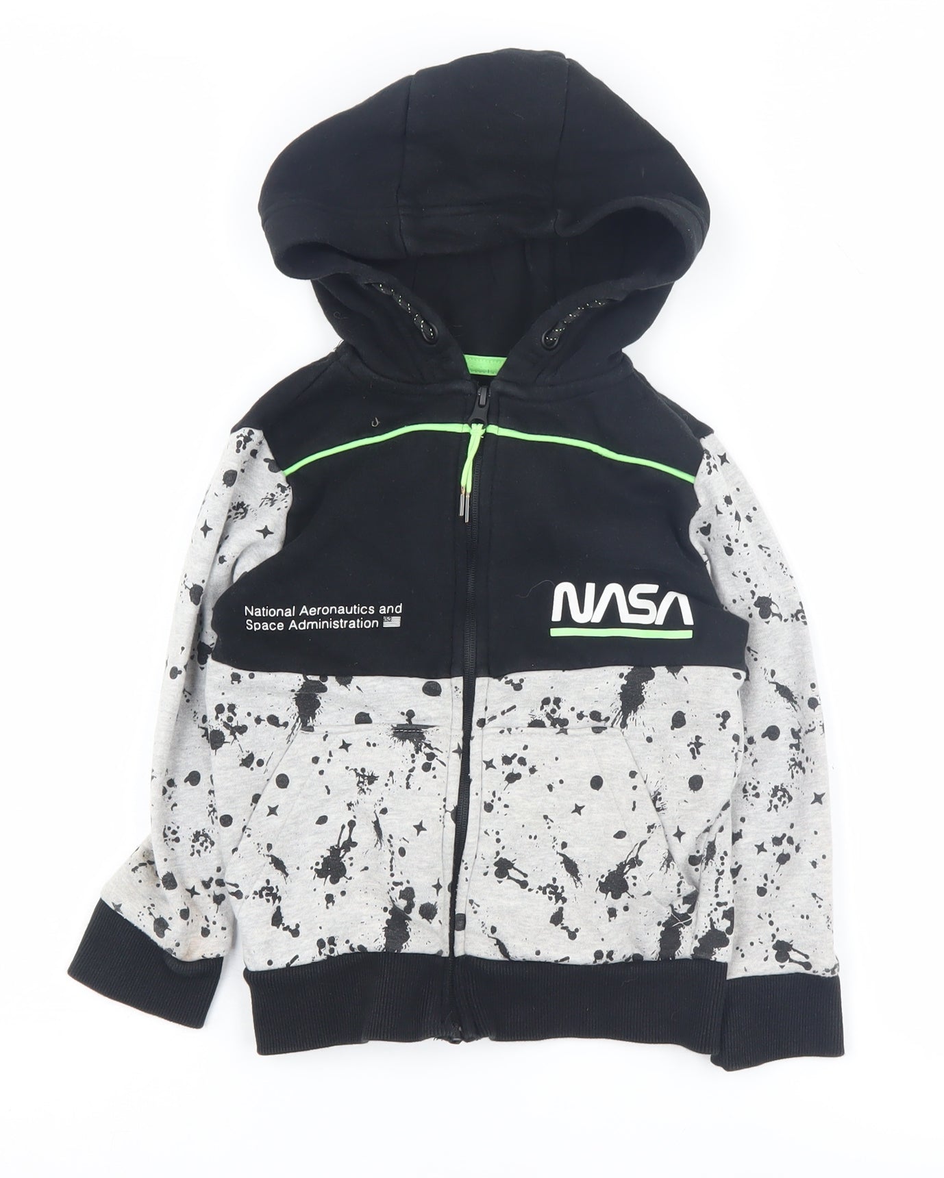 NASA Boys Black Hoodie 4-5 Years Graphic Full Zip