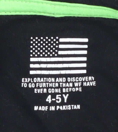 NASA Boys Black Hoodie 4-5 Years Graphic Full Zip