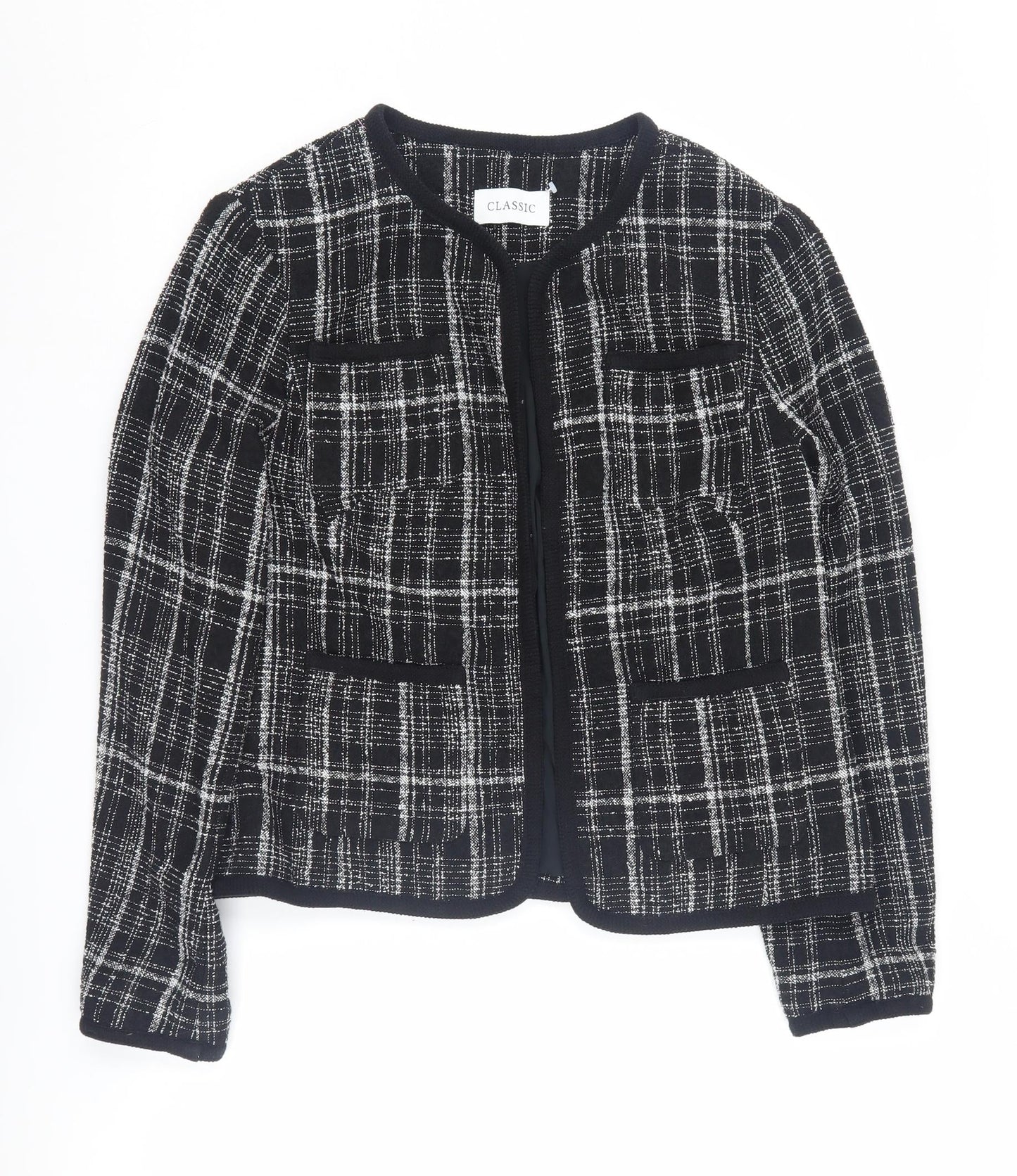 Marks and Spencer Women's Black Checked Suit Jacket Size 10