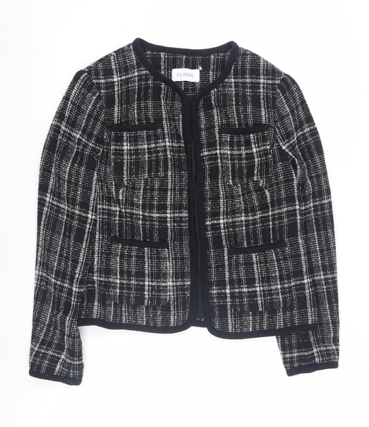 Marks and Spencer Women's Black Checked Suit Jacket Size 10