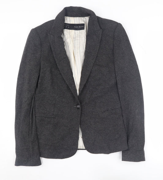 Zara Women's Grey Blazer, Size S, Notch Lapel, Excellent