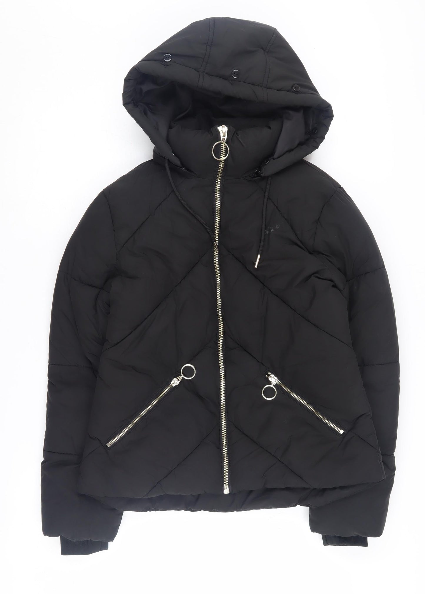 Womens UK Size 6 Topshop Black Puffer Jacket