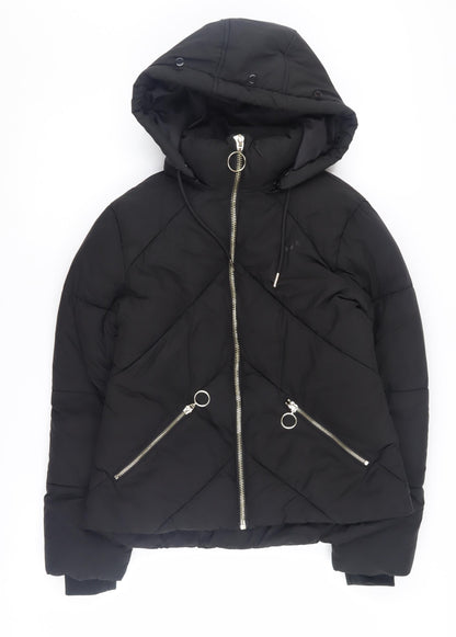 Womens UK Size 6 Topshop Black Puffer Jacket