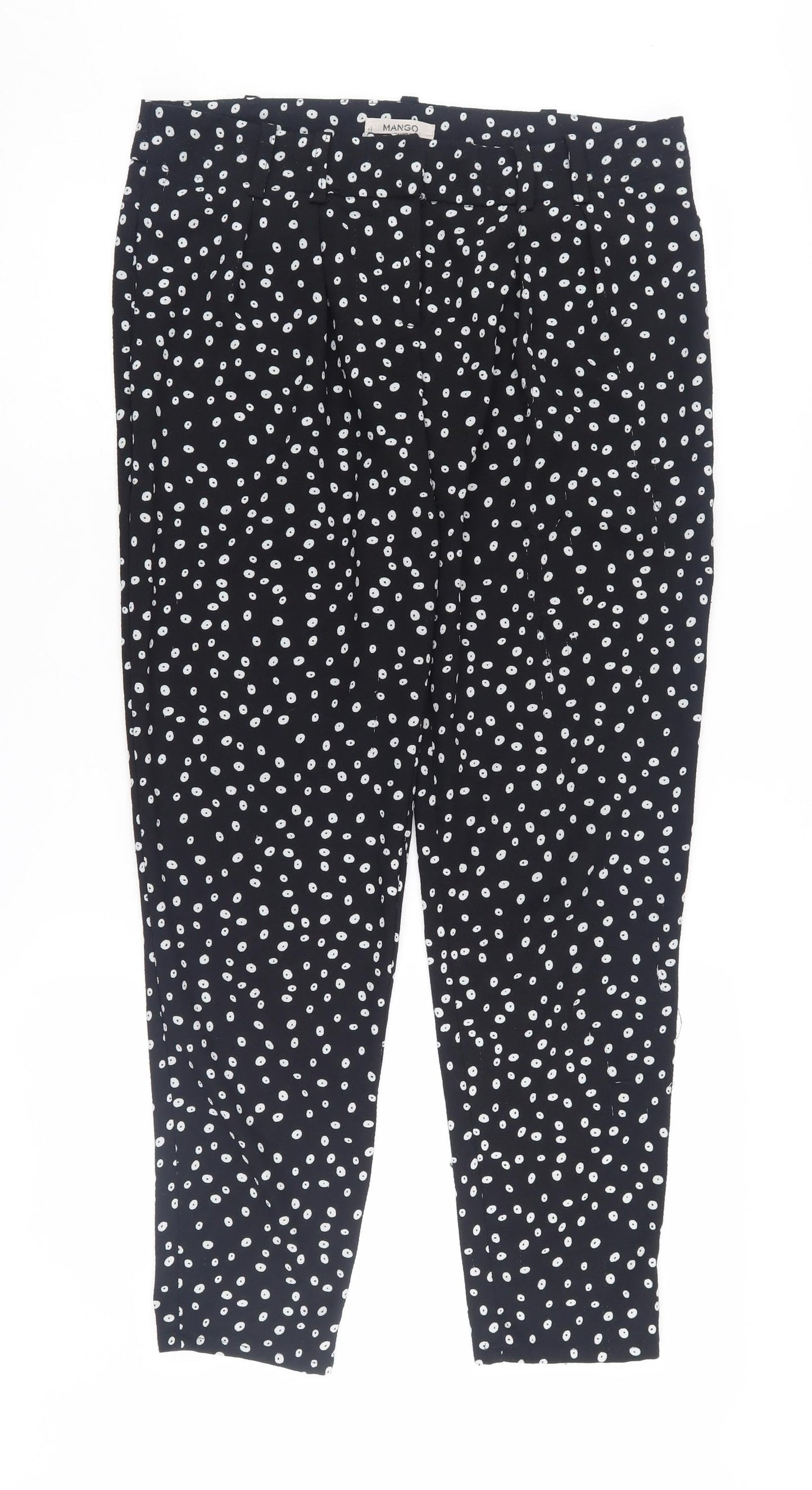 Mango Women's Black Polka Dot Trousers, Size 10
