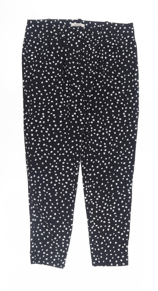 Mango Women's Black Polka Dot Trousers, Size 10