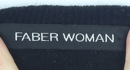 Faber Woman Black Pullover Jumper, Size 14, Classic Style