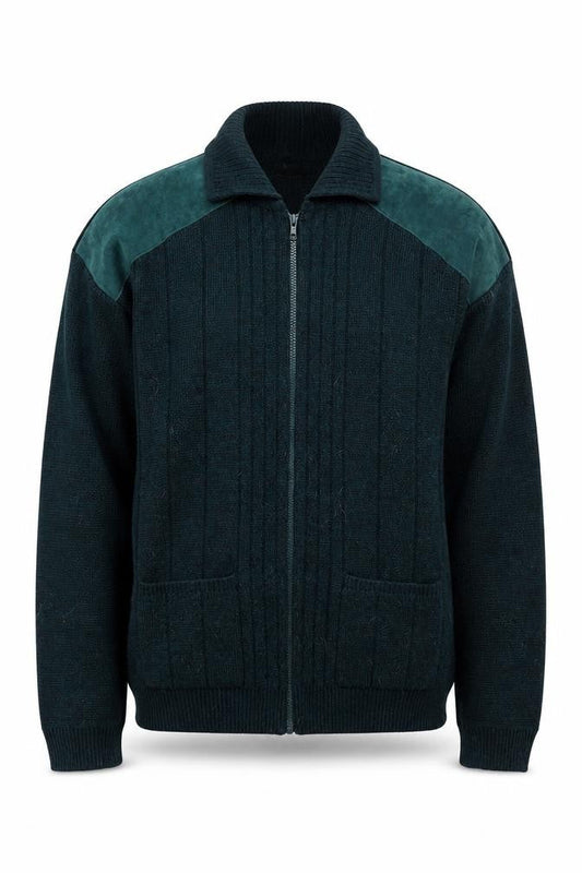 Mens UK Size L BHS Green Full Zip Jumper