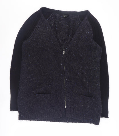 Womens UK Size 8 Topshop Black Full Zip Jumper
