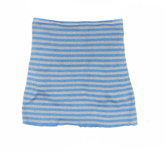 ASOS Women's Blue Grey Striped Skirt Size 14