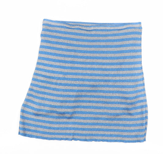 ASOS Women's Blue Grey Striped Skirt Size 14