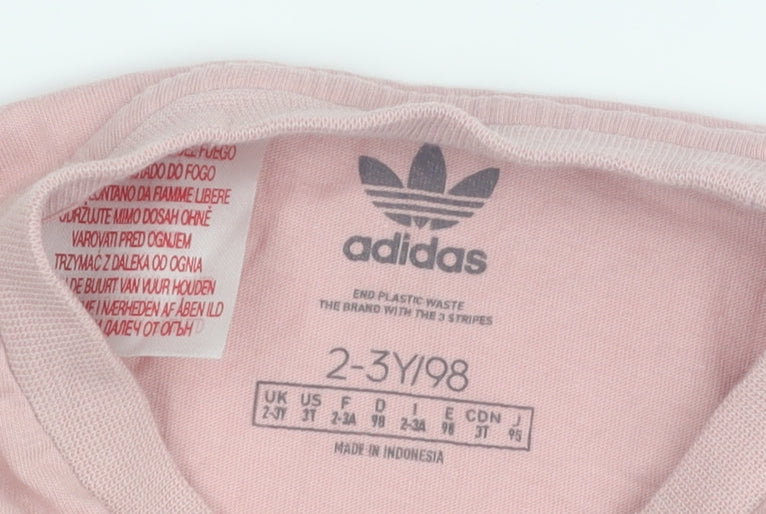 Adidas Girls Pink T-Shirt, 2-3 Years, Casual and Comfy