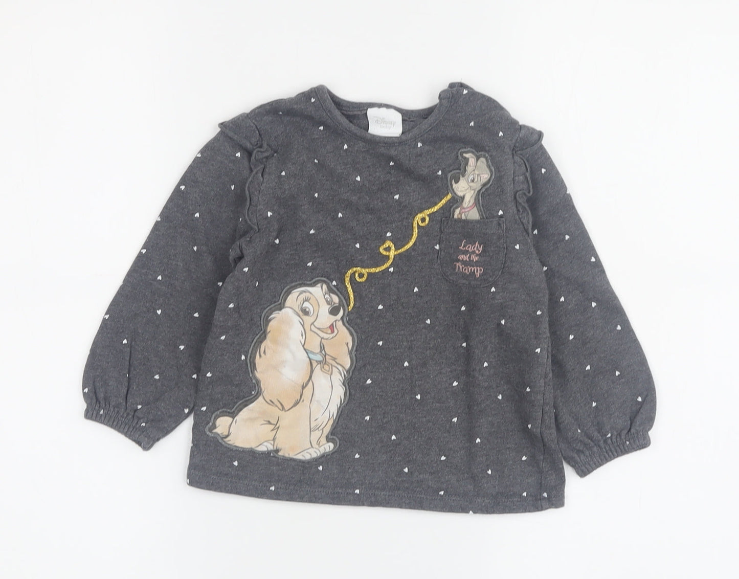 Disney Unisex Baby Grey Lady & Tramp T-Shirt 18-24 Months