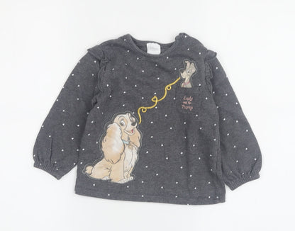 Disney Unisex Baby Grey Lady & Tramp T-Shirt 18-24 Months