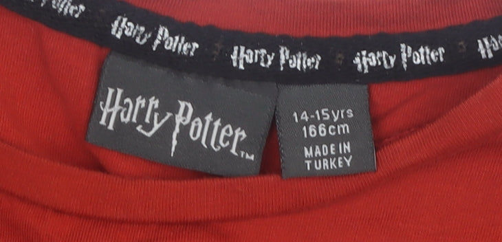 Harry Potter Girls' Red Graphic T-Shirt, 14-15 Years, Magical Design