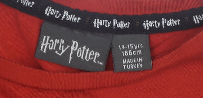Harry Potter Girls' Red Graphic T-Shirt, 14-15 Years, Magical Design