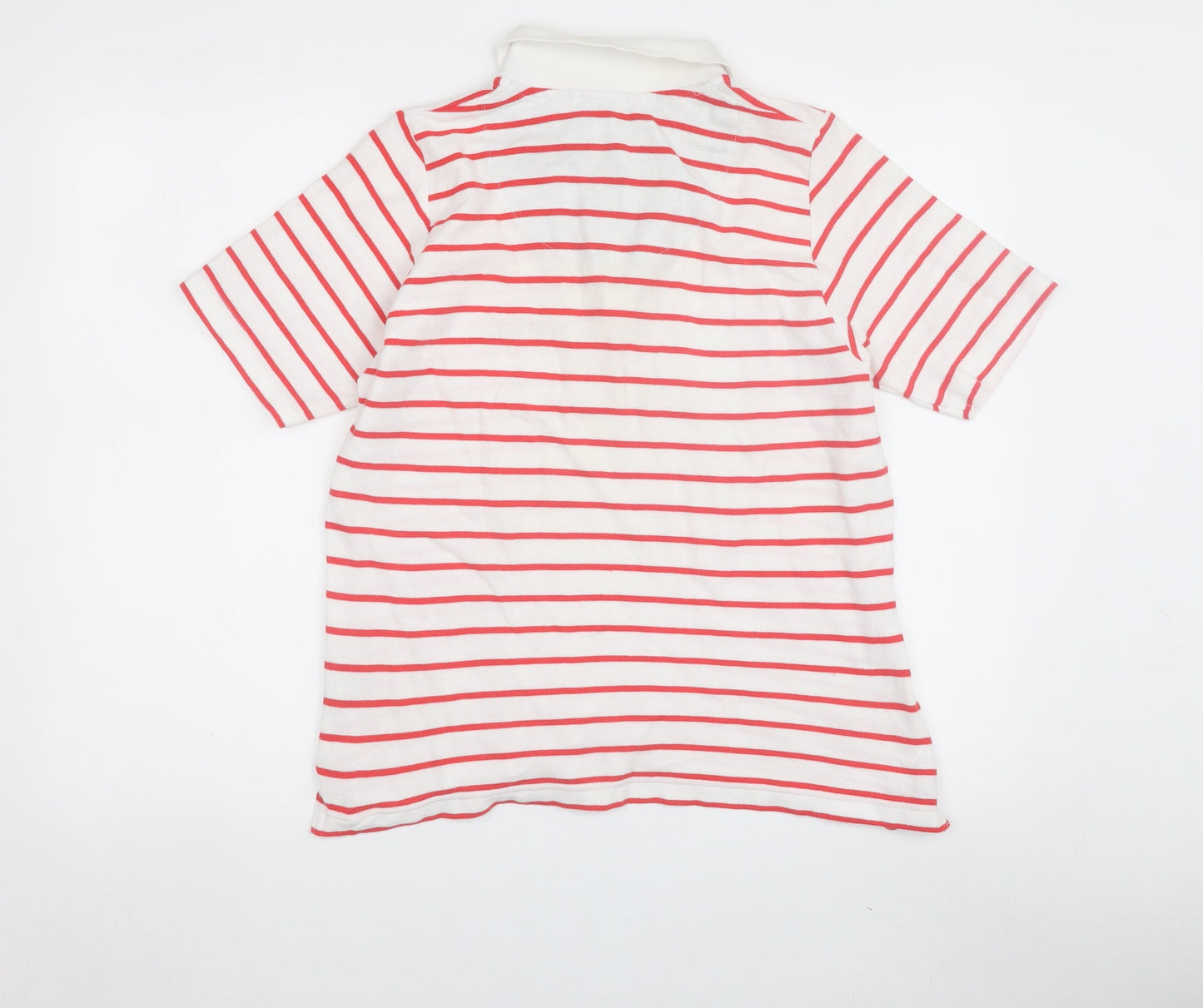 Isle Women's Red Beige Striped Polo M Collared Shirt