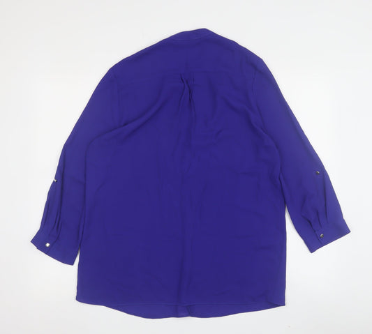 M&Co Women's Purple Collared Blouse Size 10