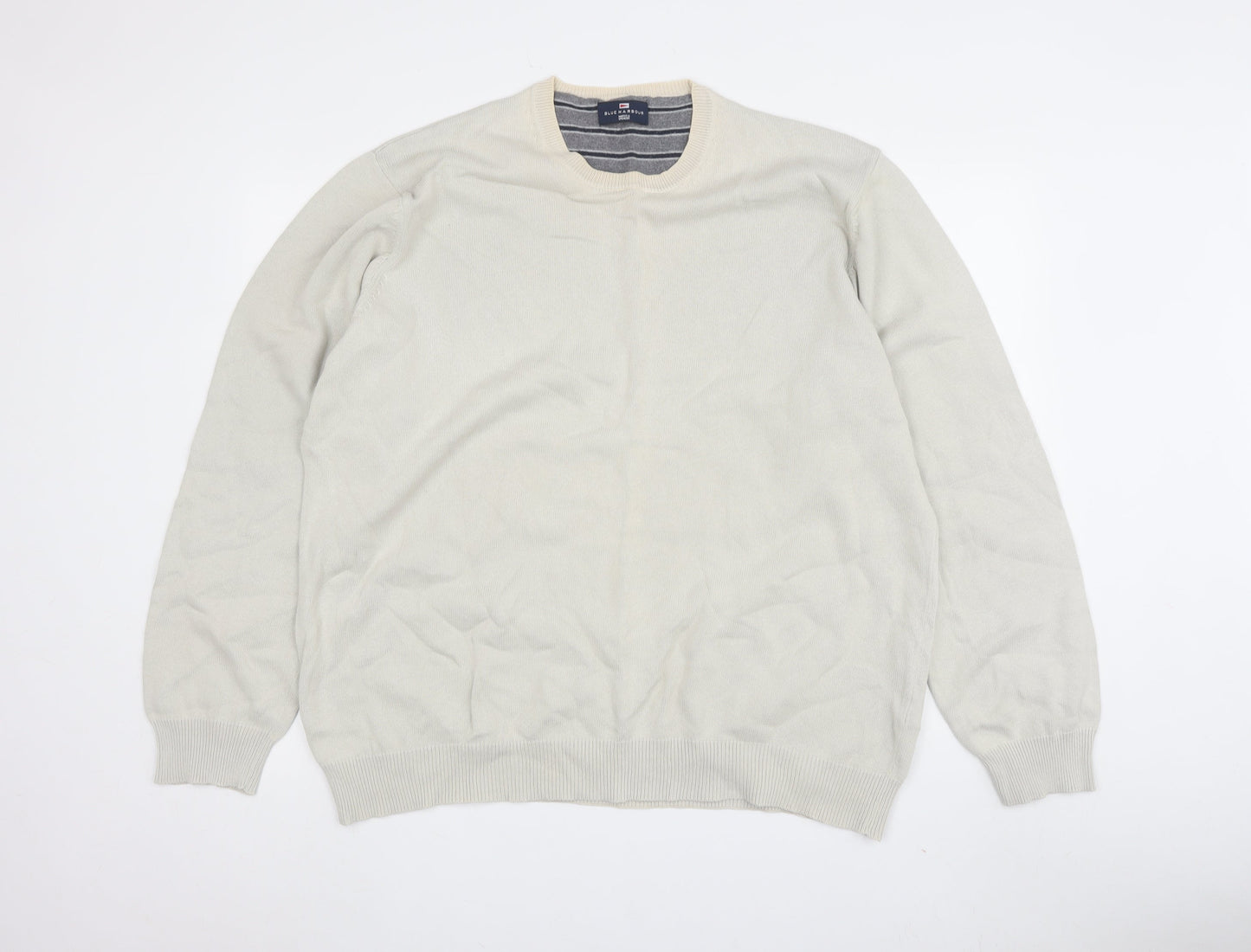 Marks and Spencer Men's Beige XL Pullover Cotton Jumper