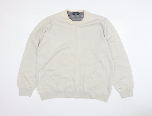 Marks and Spencer Men's Beige XL Pullover Cotton Jumper
