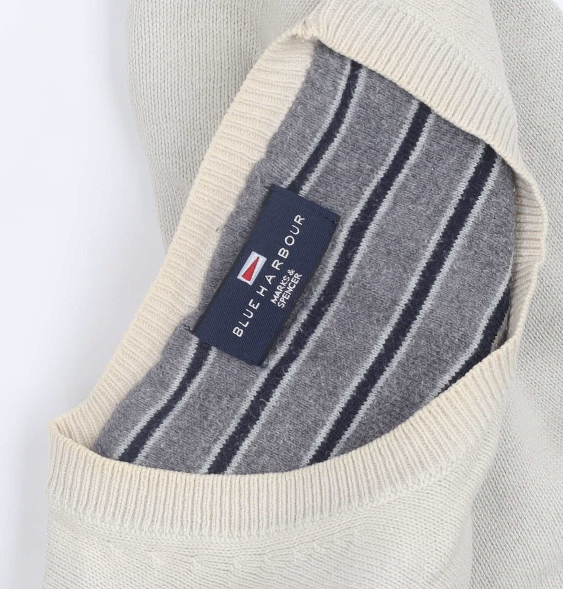 Marks and Spencer Men's Beige XL Pullover Cotton Jumper