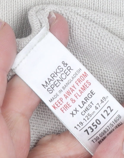 Marks and Spencer Men's Beige XL Pullover Cotton Jumper