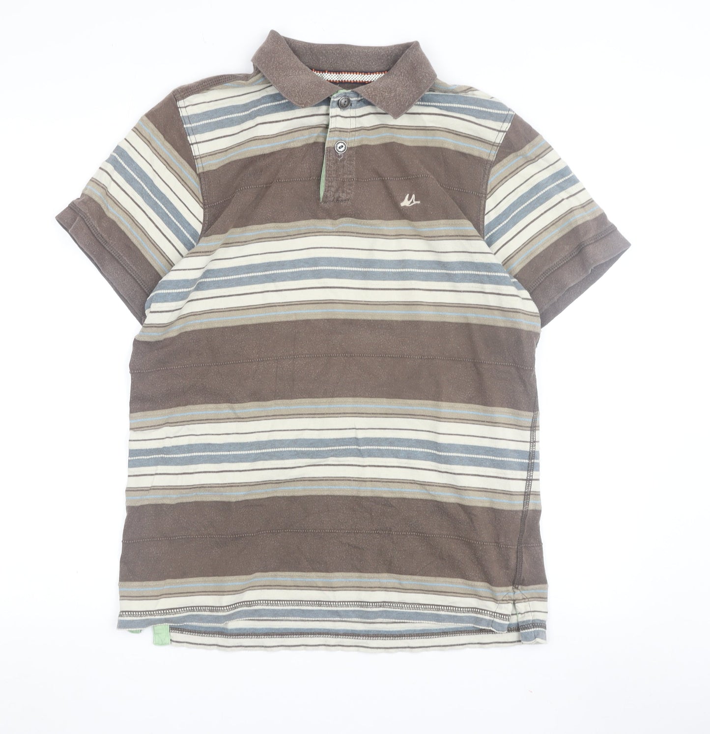 Mantaray Men's Brown Striped Short Sleeve Polo S