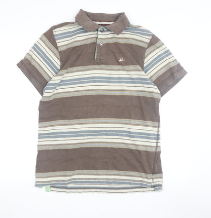 Mantaray Men's Brown Striped Short Sleeve Polo S