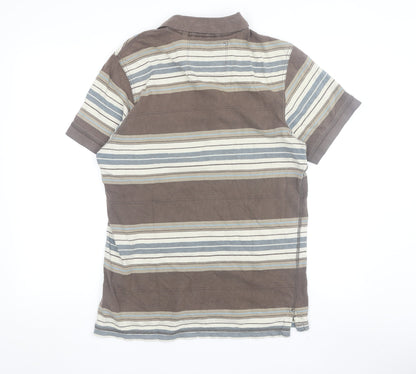 Mantaray Men's Brown Striped Short Sleeve Polo S