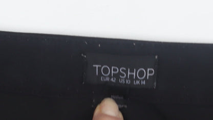 Womens UK Size 14 Topshop Regular Fit Casual Workwear Black Trousers