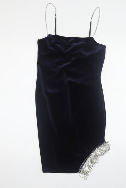 Quiz Women's Blue Slip Dress, Size 8, Velvet