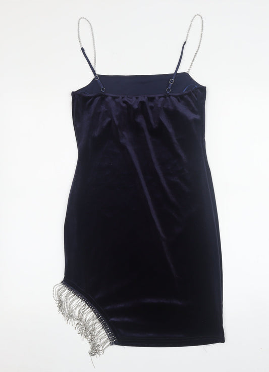 Quiz Women's Blue Slip Dress, Size 8, Velvet