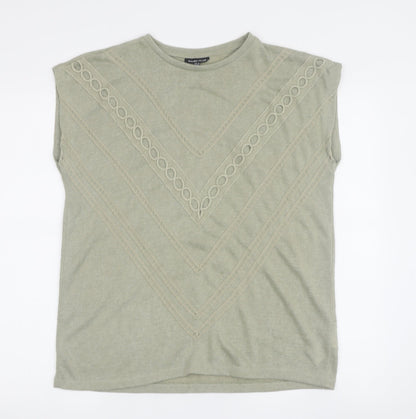Womens UK Size 10 Warehouse Green Basic T-Shirt