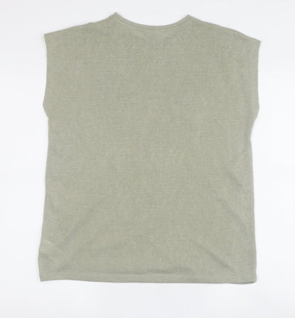 Womens UK Size 10 Warehouse Green Basic T-Shirt