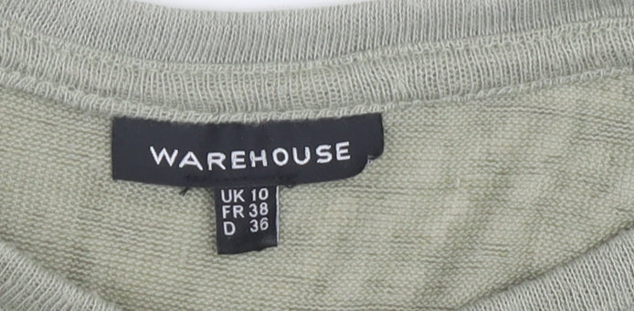 Womens UK Size 10 Warehouse Green Basic T-Shirt