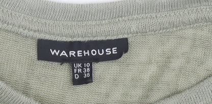 Womens UK Size 10 Warehouse Green Basic T-Shirt