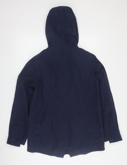 Marks and Spencer Women's Blue Hooded Rain Jacket Size 10