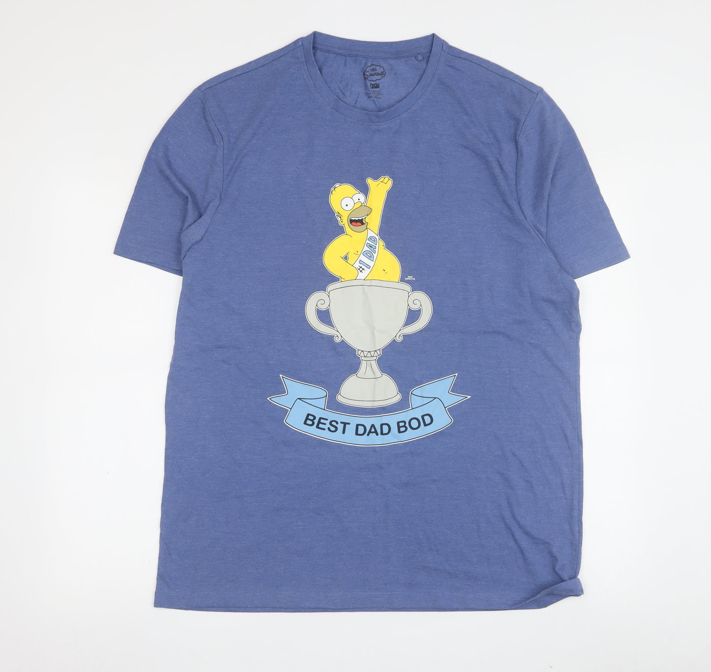 The Simpsons Men's L Blue Funny Graphic T-Shirt