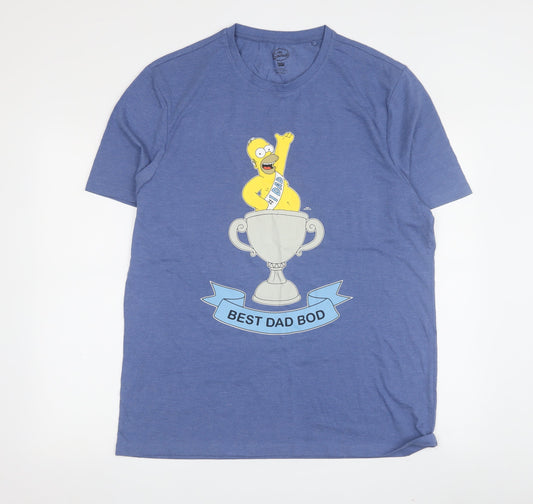 The Simpsons Men's L Blue Funny Graphic T-Shirt