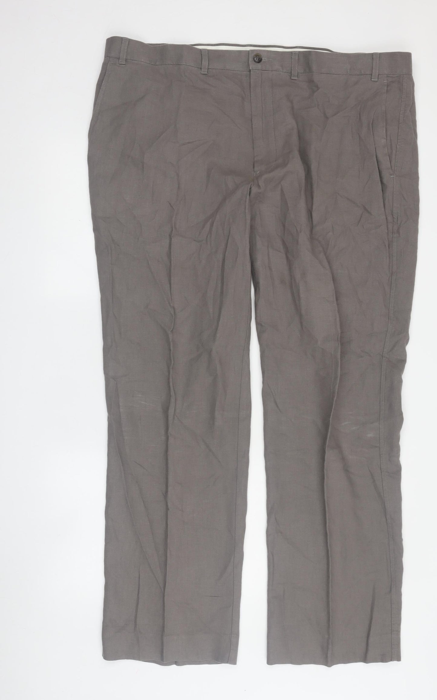 Marks and Spencer Men's Khaki Flat Front Trousers